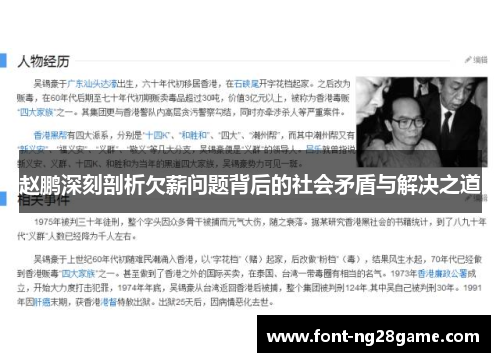 赵鹏深刻剖析欠薪问题背后的社会矛盾与解决之道