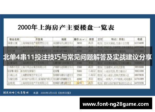 北单4串11投注技巧与常见问题解答及实战建议分享